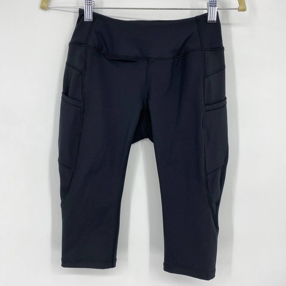 Handful Black Crop Capri Leggings Pockets - Picture 1 of 6